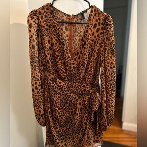 Forever 21 Animal Print Long Sleeve Dress